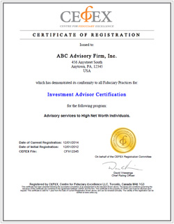 CEFEX Certificate